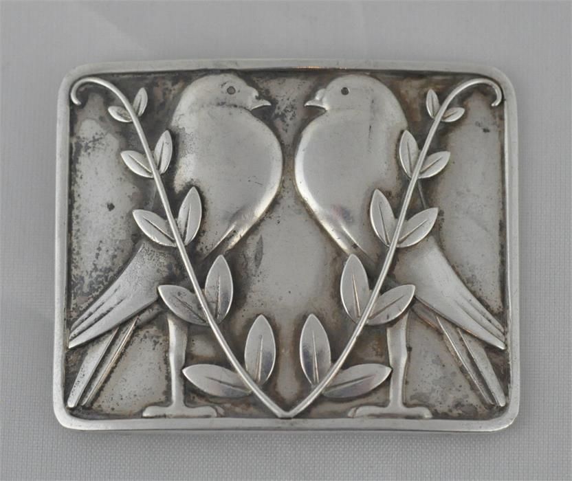 Jensen early silver buckle birds motif